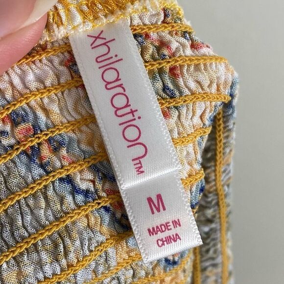 Xhilaration Yellow Floral Boho Sleeveless Romper Playsuit - Picture 3 of 4